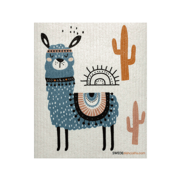 Blue Llama One Swedish Dishcloth