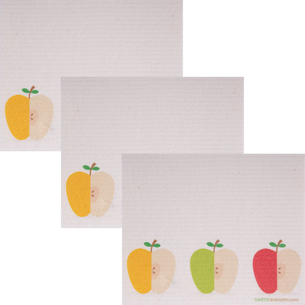 Swedish Dishcloth (3 Apples) Set of 3 Paper Towel Replacements | Swededishcloths