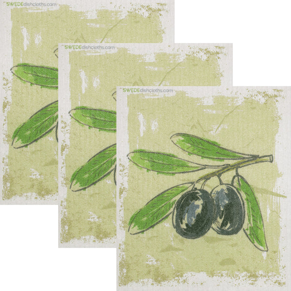 Olive Branch Set of 3 Swedish Dishcloths