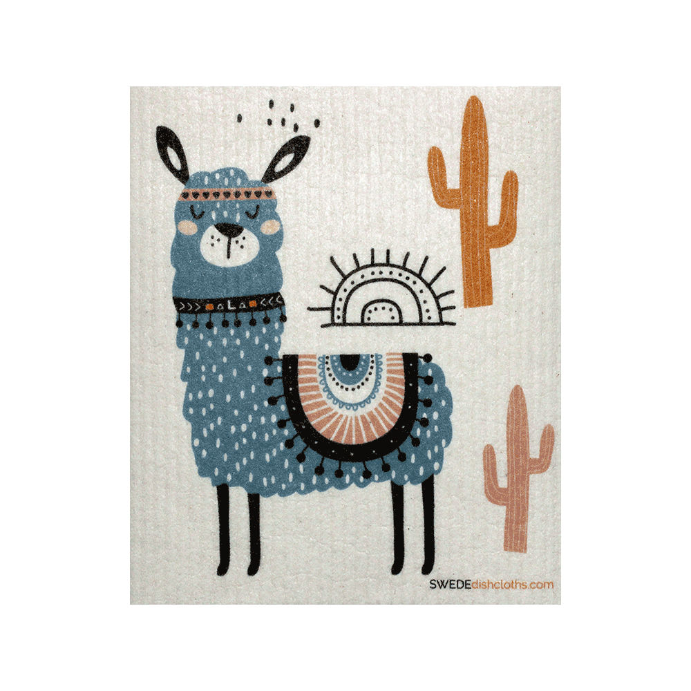 Blue Llama One Swedish Dishcloth - SWEDEdishcloths.com