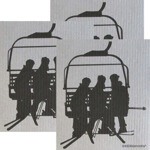 Chairlift Set of 3 each on gray Swedish Dishcloths | ECO Friendly Absorbent Cleaning Cloth - SWEDEdishcloths.com