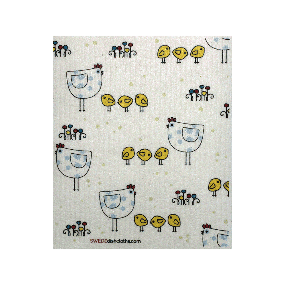 Chicken Family One Swedish Dishcloth - SWEDEdishcloths.com