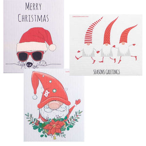 Christmas 2020 Set of 3 cloths (One of each design) Swedish Dishcloths ECO Absorbent Cleaning Cloth - SWEDEdishcloths.com