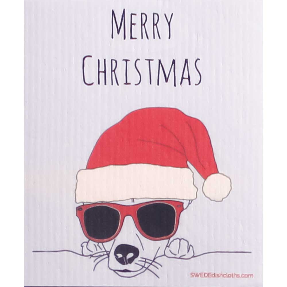 Christmas Dog Swedish Dishcloth | ECO Friendly Absorbent Cleaning Cloth - SWEDEdishcloths.com