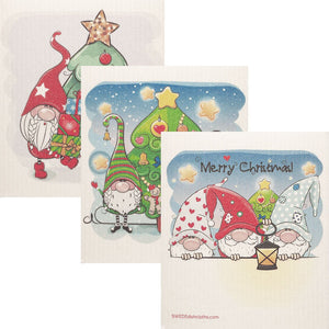 Christmas Gnomes Set of 3 (One of each design) Paper Towel Replacements | Swededishcloths - SWEDEdishcloths.com