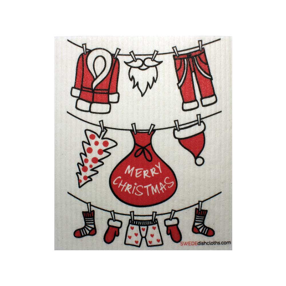 Christmas Santas Laundry One cloth Swedish Dishcloths | Eco Friendly Reusable Absorbent Cleaning Cloth - SWEDEdishcloths.com