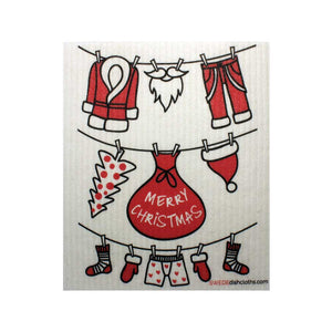 Christmas Santas Laundry One cloth Swedish Dishcloths | Eco Friendly Reusable Absorbent Cleaning Cloth - SWEDEdishcloths.com