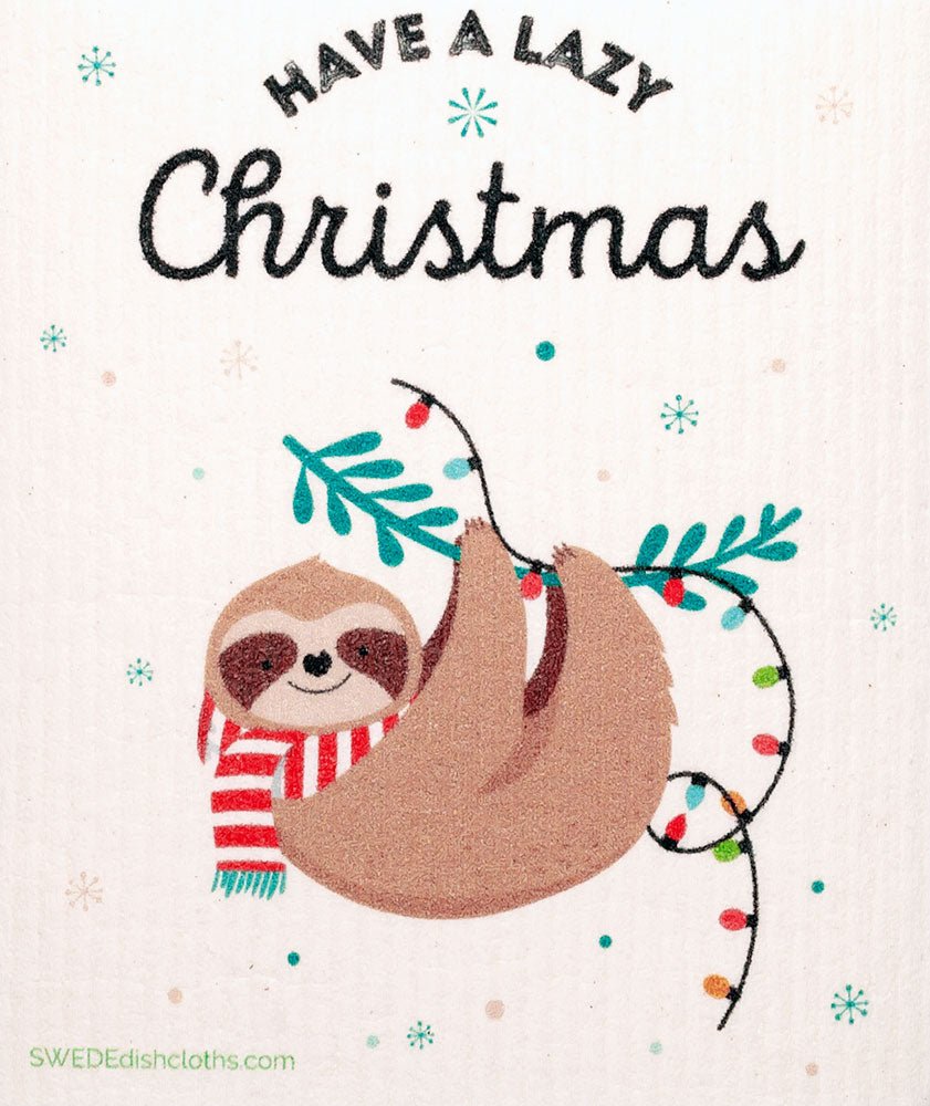 Christmas Sloth Single Cloth | ECO Friendly Absorbent Cleaning Cloth - SWEDEdishcloths.com