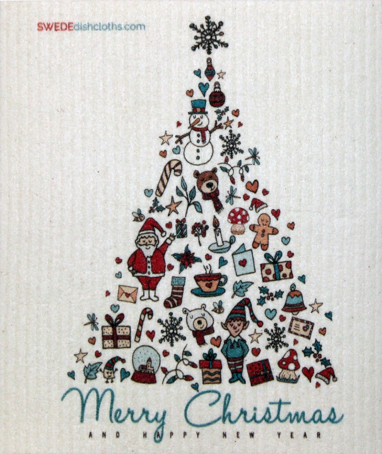 Christmas Tree Collage One cloth Swedish Dishcloths | ECO Friendly Absorbent Cleaning Cloth - SWEDEdishcloths.com