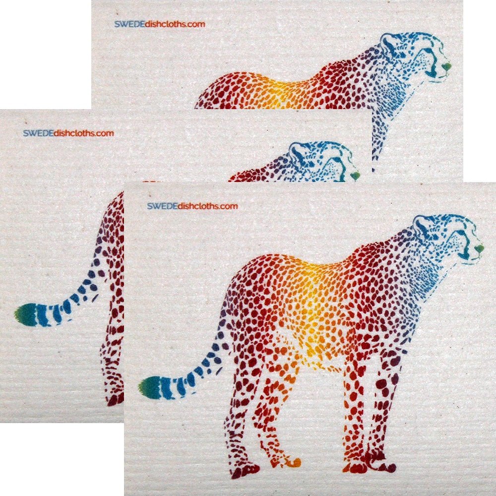 Colorful Cheetah Set of 3 each Swedish Dishcloths - SWEDEdishcloths.com