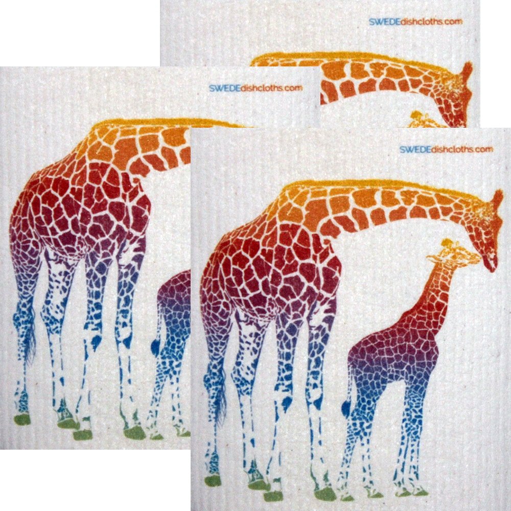 Colorful Giraffe Set of 3 each Swedish Dishcloths - SWEDEdishcloths.com