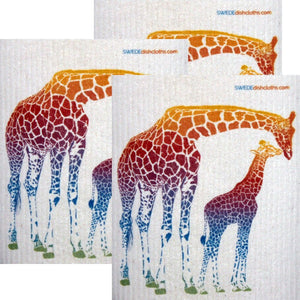 Colorful Giraffe Set of 3 each Swedish Dishcloths - SWEDEdishcloths.com