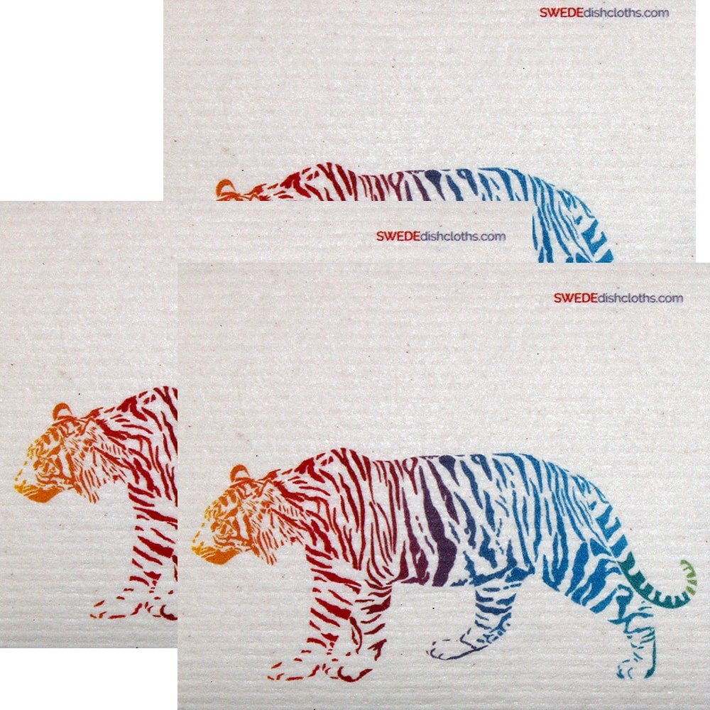 Colorful Tiger Set of 3 each Swedish Dishcloths - SWEDEdishcloths.com