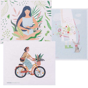 Connecting with Nature Set of 3 cloths (One of each design) Swedish Dishcloths ECO Absorbent Cleaning Cloth - SWEDEdishcloths.com