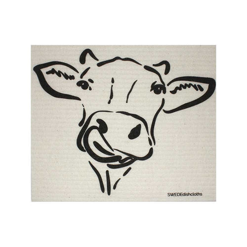 Cow Silhouette on Natural One Swedishdishcloth | ECO Friendly Reusable Absorbent Cleaning Cloth - SWEDEdishcloths.com