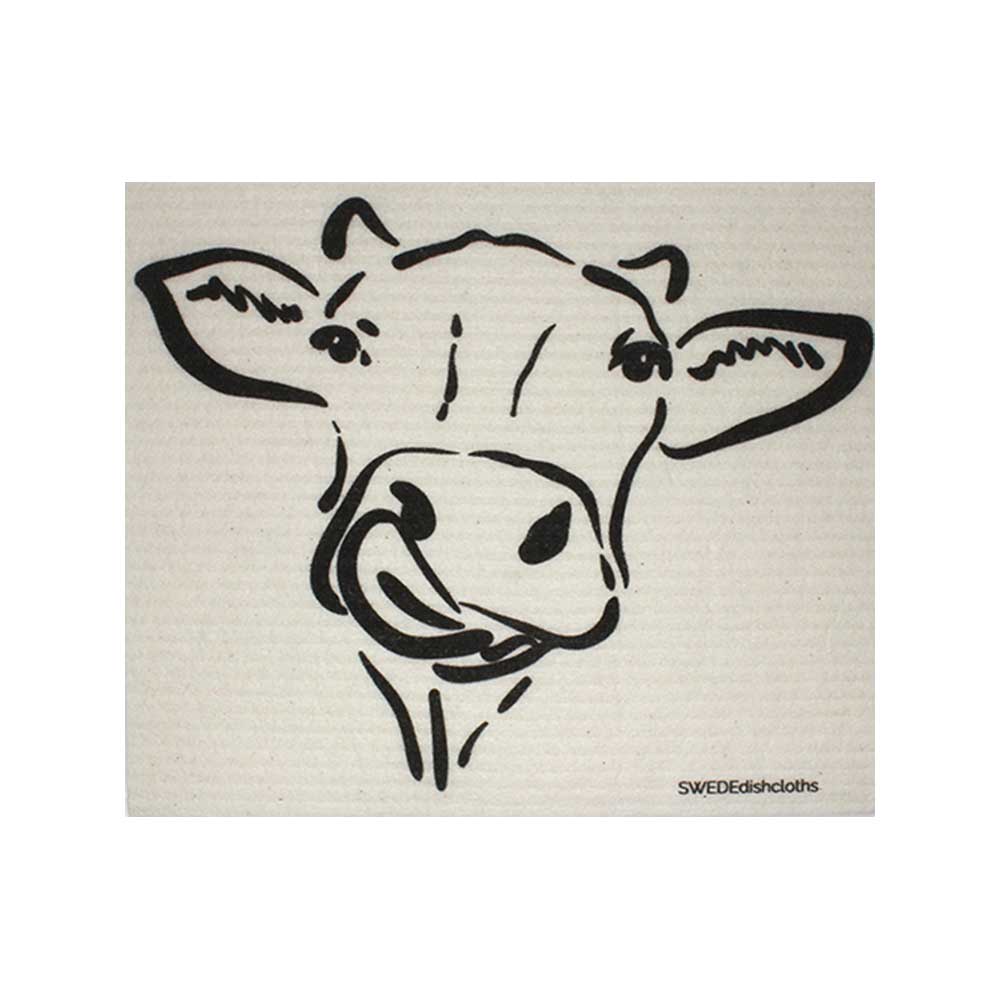 Cow Silhouette on Natural One Swedishdishcloth | ECO Friendly Reusable Absorbent Cleaning Cloth - SWEDEdishcloths.com