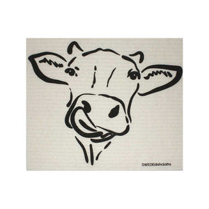 Cow Silhouette on Natural One Swedishdishcloth | ECO Friendly Reusable Absorbent Cleaning Cloth - SWEDEdishcloths.com