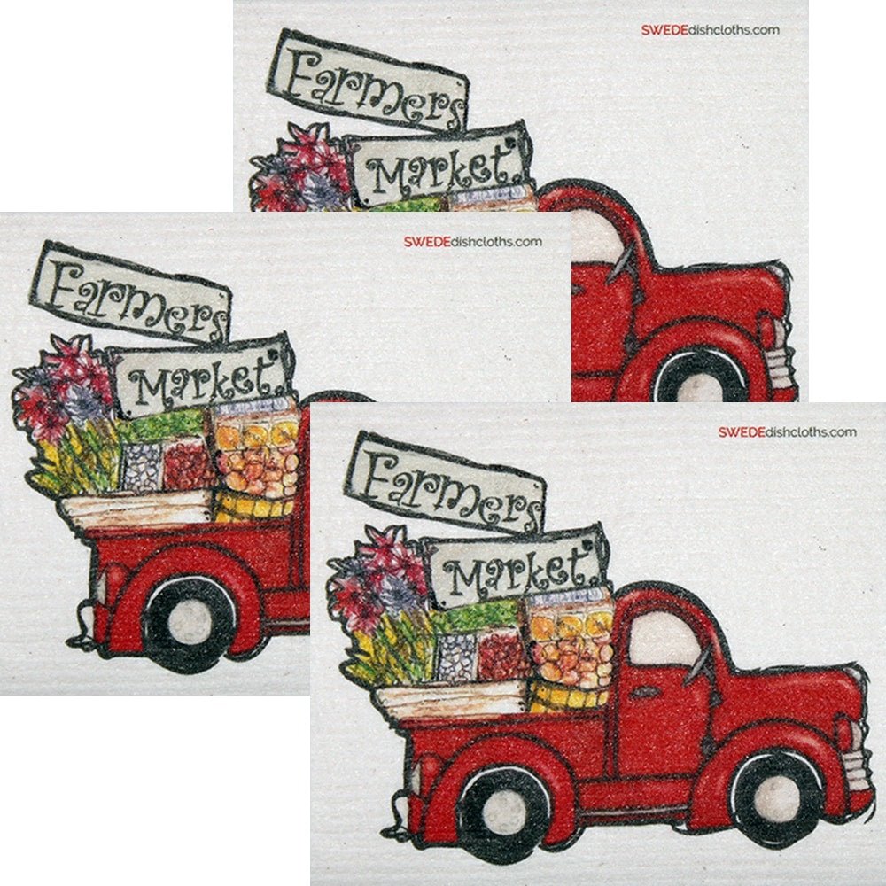 Farmers Market Truck Set of 3 each Swedish Dishcloths | ECO Friendly Absorbent Cleaning Cloth | Reusable Cleaning Wipes - SWEDEdishcloths.com
