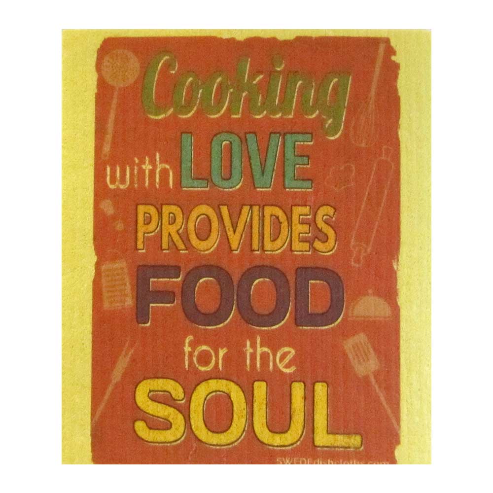 Food for the Soul on Yellow One cloth Swedish Dishcloths | ECO Friendly Absorbent Cleanining Cloth - SWEDEdishcloths.com
