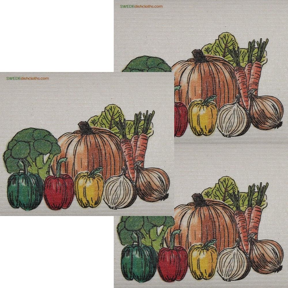 Fresh Vegetables Set of 3 each Swedish Dishcloths | ECO Friendly Absorbent Cleaning Cloth | Reusable Cleaning Wipes - SWEDEdishcloths.com