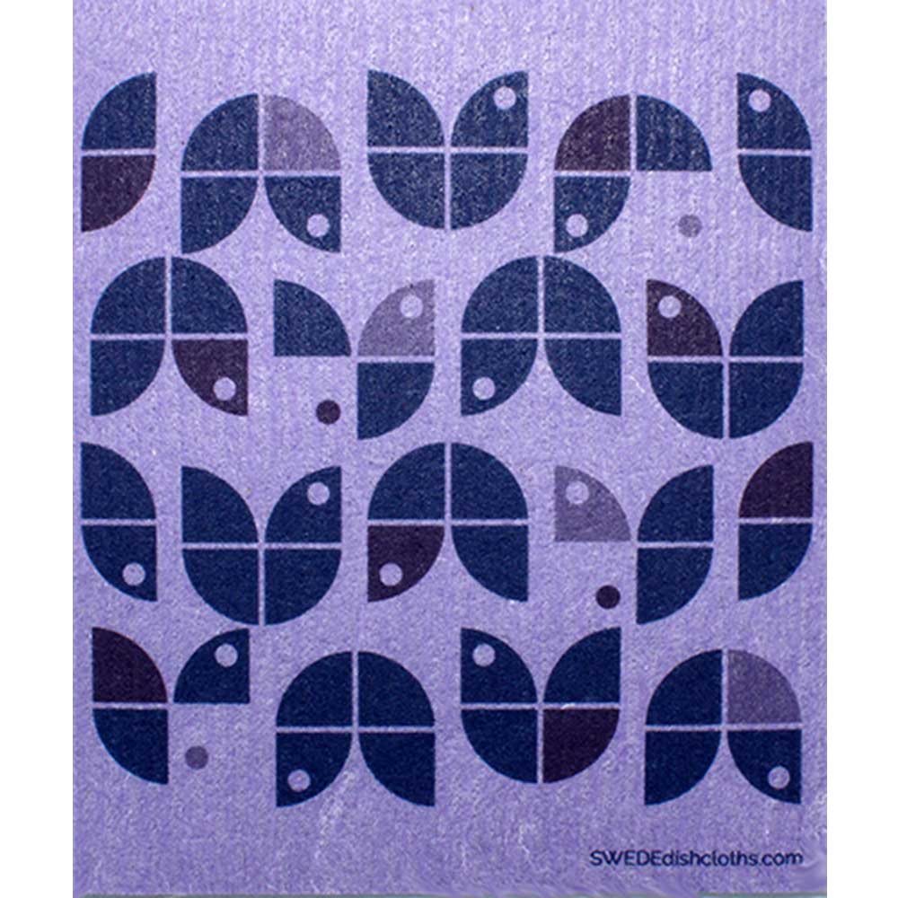 Geometric Flowers Purple on Purple One cloth Swedish Dishcloths | ECO Friendly Absorbent Cleaning Cloth - SWEDEdishcloths.com