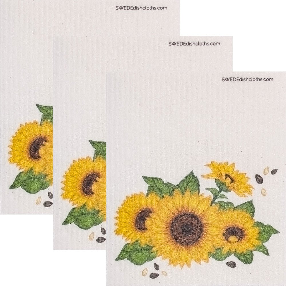 Golden Sunflower Set of 3 Swedish Dishcloths - SWEDEdishcloths.com