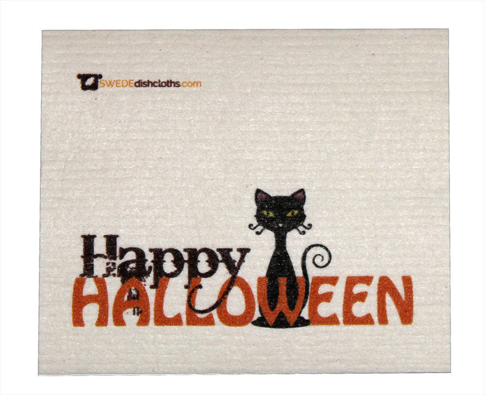 Halloween Black Cat One cloth Swedish Dishcloths | ECO Friendly Absorbent Cleaning Cloth - SWEDEdishcloths.com