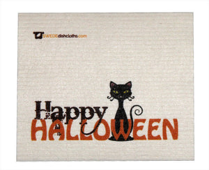 Halloween Black Cat One cloth Swedish Dishcloths | ECO Friendly Absorbent Cleaning Cloth - SWEDEdishcloths.com