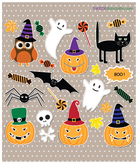 Halloween Collage One cloth Swedish Dishcloths | ECO Friendly Absorbent Cleaning Cloth - SWEDEdishcloths.com