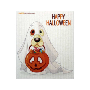 Halloween Ghost Dog One cloth Swedish Dishcloths | ECO Friendly Absorbent Cleaning Cloth - SWEDEdishcloths.com
