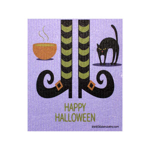 Halloween Witch Feet One cloth Swedish Dishcloths | ECO Friendly Absorbent Cleaning Cloth - SWEDEdishcloths.com