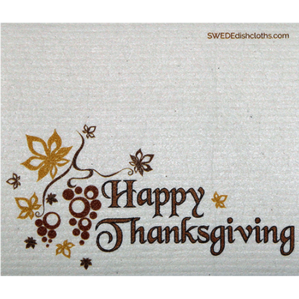 Happy Thanksgiving Script One cloth Swedish Dishcloths | ECO Friendly Absorbent Cleaning Cloth - SWEDEdishcloths.com