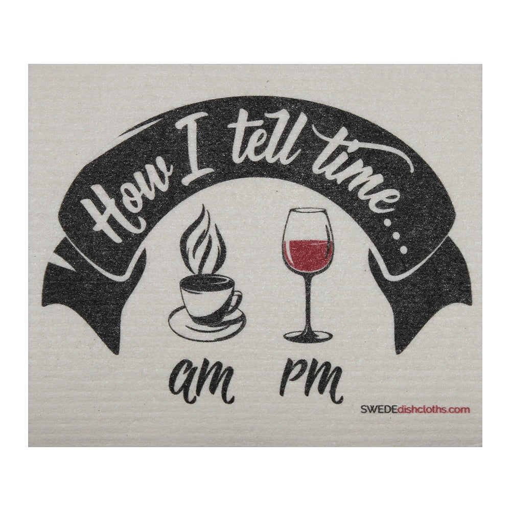 How I Tell time Wine ONE each Swedish Dishcloth | ECO Friendly Absorbent Cleaning Cloth | Reusable Cleaning Wipes - SWEDEdishcloths.com