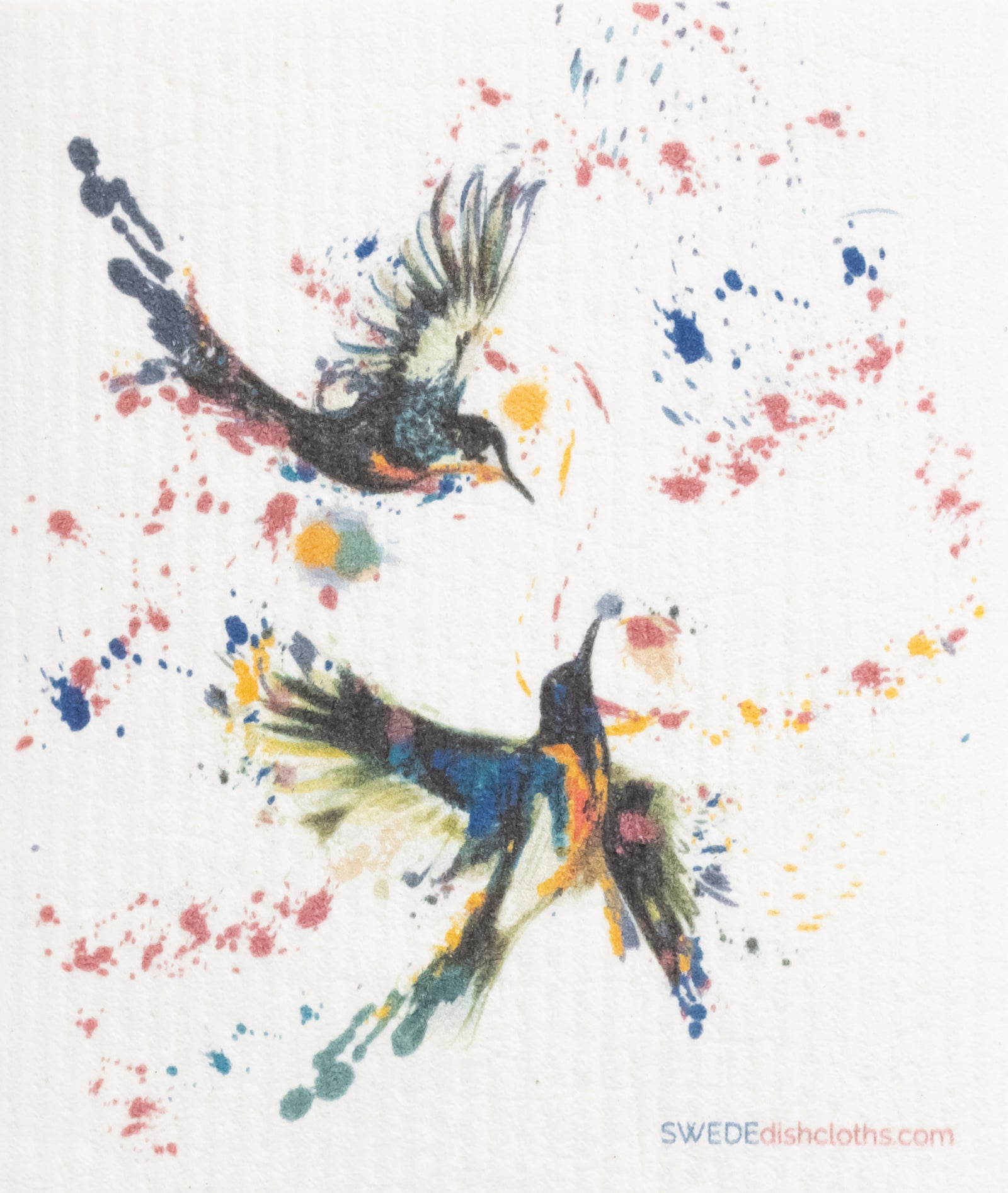 Swedish Dishcloth Hummingbirds Playing Single Spongecloth