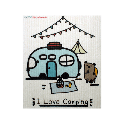 I Love Camping One cloth Swedish Dishcloths | ECO Friendly Absorbent Cleaning Cloth - SWEDEdishcloths.com