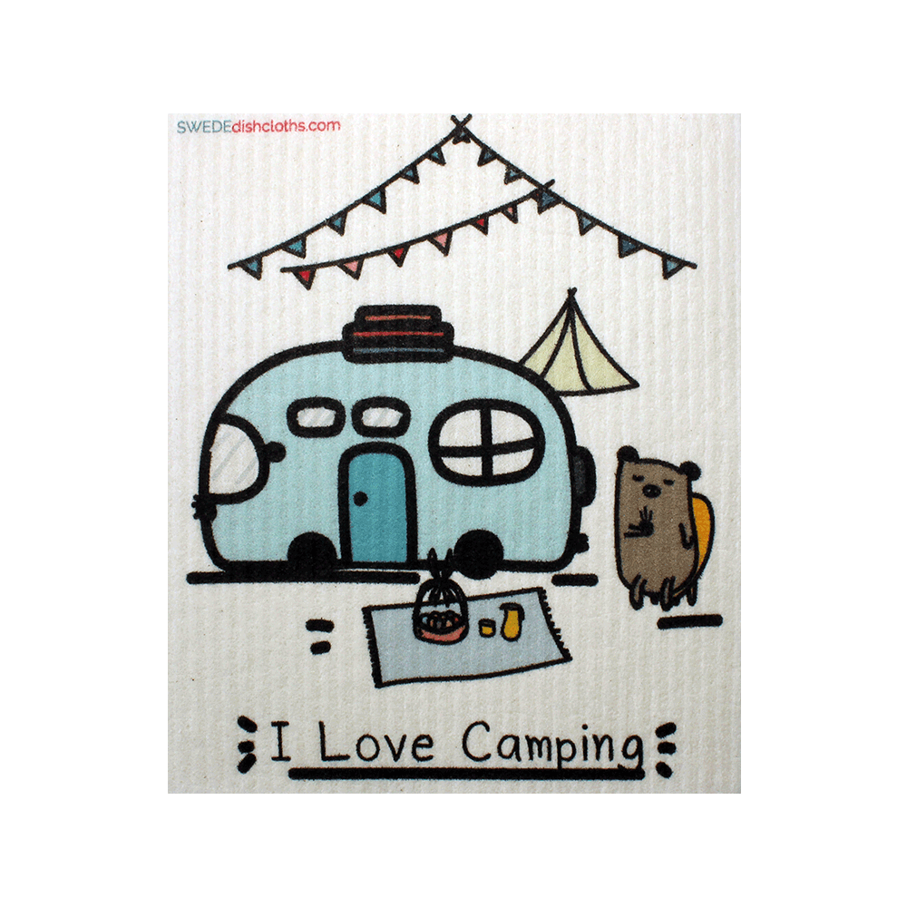 I Love Camping One cloth Swedish Dishcloths | ECO Friendly Absorbent Cleaning Cloth - SWEDEdishcloths.com