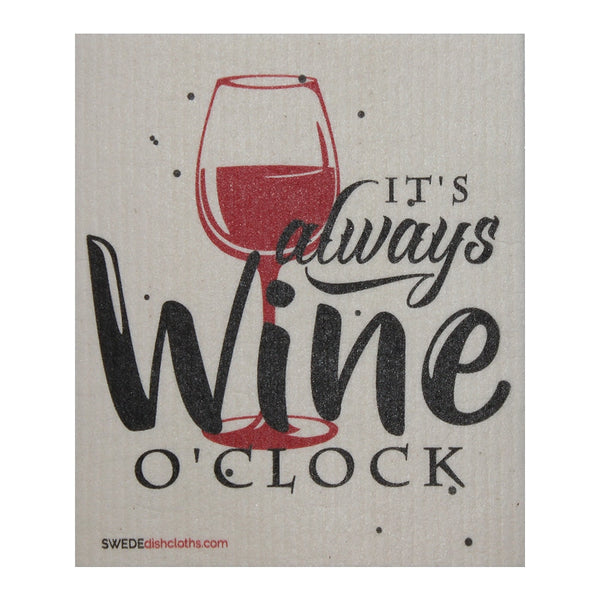Its Always Wine Oclock One Each Swedish Dishcloth | Eco Friendly Absorbent Cleaning Cloth | Reusable Cleaning Wipes - 1