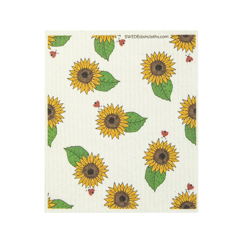 Ladybug Sunflower One Swedish Dishcloth - SWEDEdishcloths.com