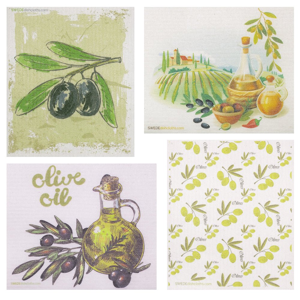 Mixed Olives Set of 4 (One of each design) Paper Towel Replacements | Swededishcloths - SWEDEdishcloths.com
