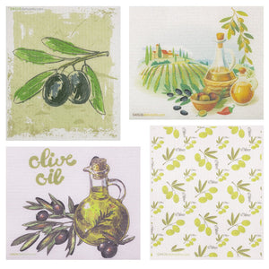 Mixed Olives Set of 4 (One of each design) Paper Towel Replacements | Swededishcloths - SWEDEdishcloths.com
