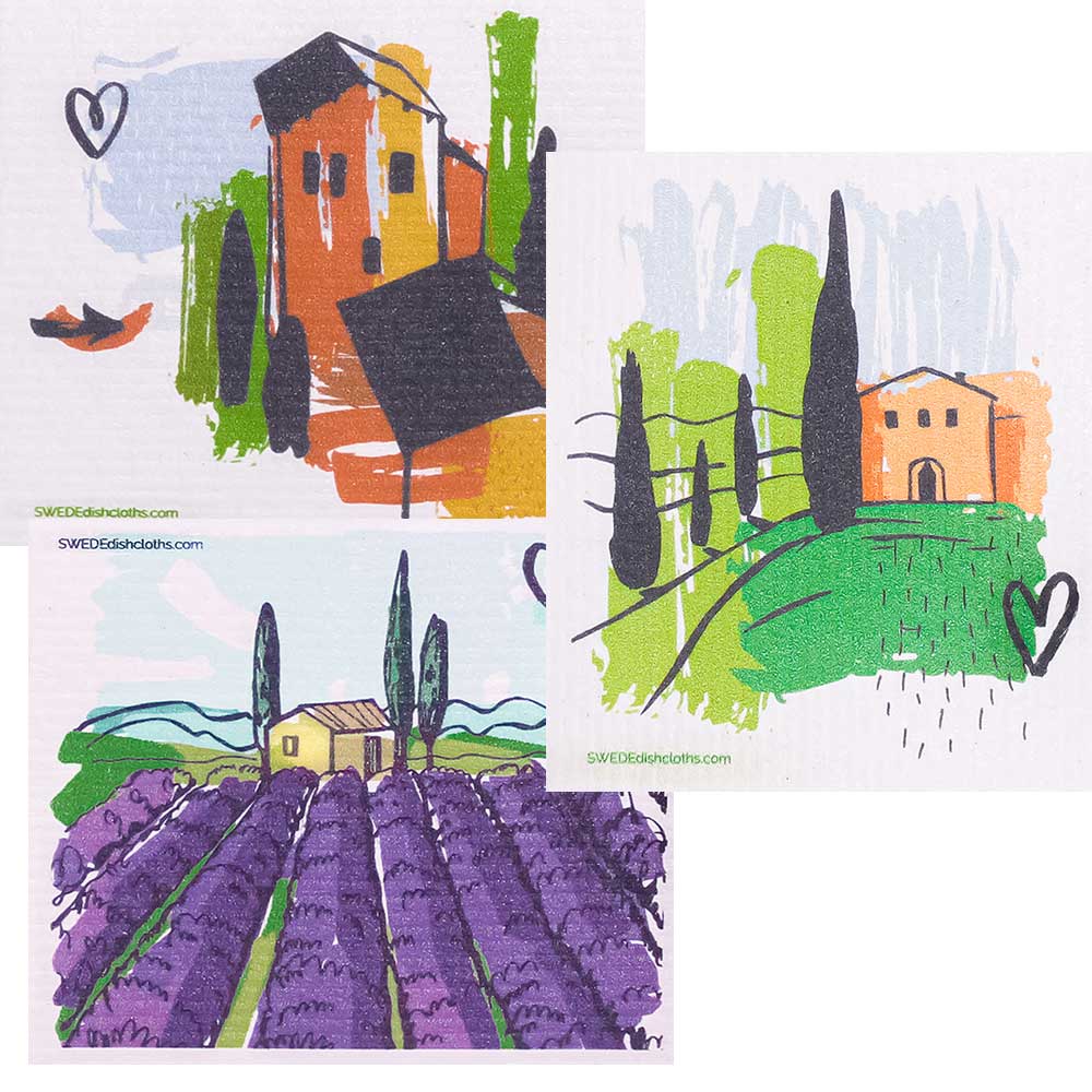 Mixed Tuscany Set of 3 cloths (One of each design) Swedish Dishcloths ECO Absorbent Cleaning Cloth - SWEDEdishcloths.com