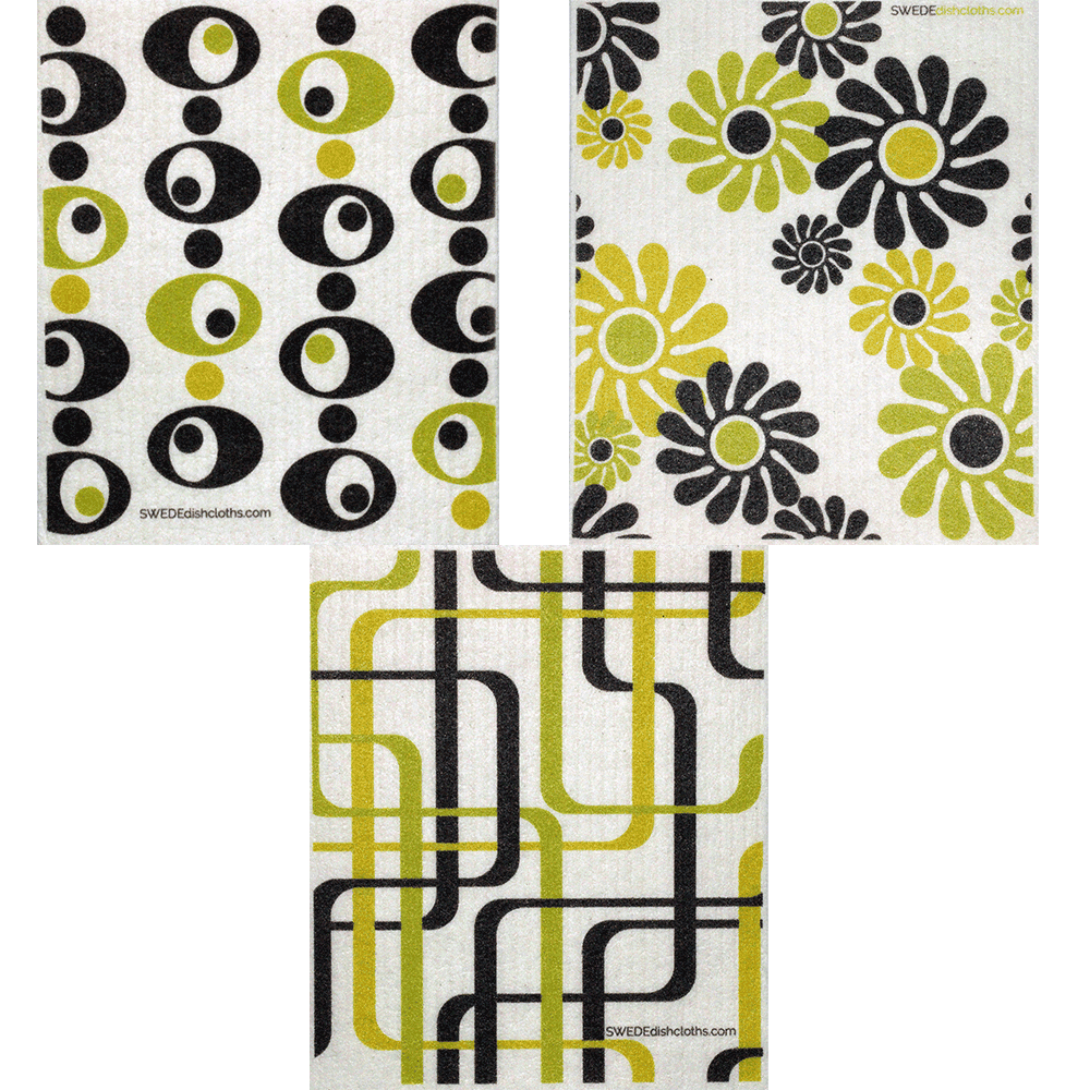 Modern Patterns Set of 3 cloths (One of each design) Swedish Dishcloths - SWEDEdishcloths.com