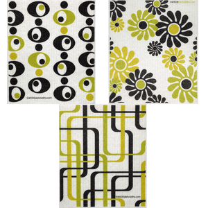 Modern Patterns Set of 3 cloths (One of each design) Swedish Dishcloths - SWEDEdishcloths.com