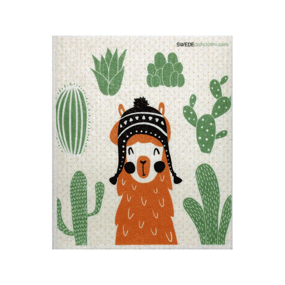 Orange llama One Swedish Dishcloth - SWEDEdishcloths.com