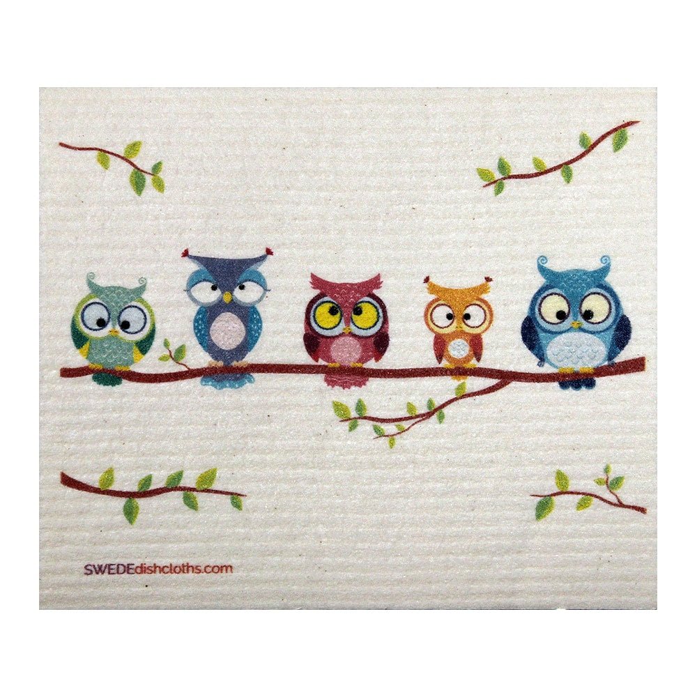 Owl Friends ONE each Swedish Dishcloth - SWEDEdishcloths.com