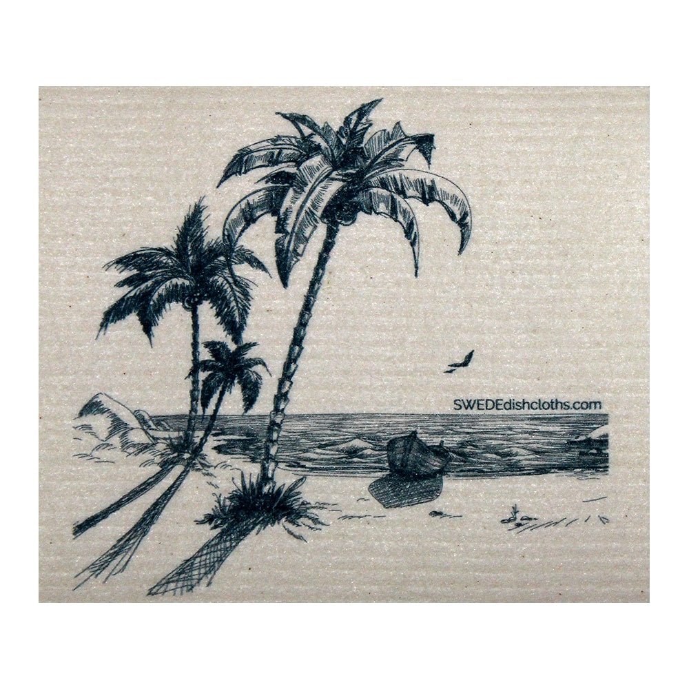Peaceful Beach ONE each Swedish Dishcloth | ECO Friendly Absorbent Cleaning Cloth | Reusable Cleaning Wipes - SWEDEdishcloths.com