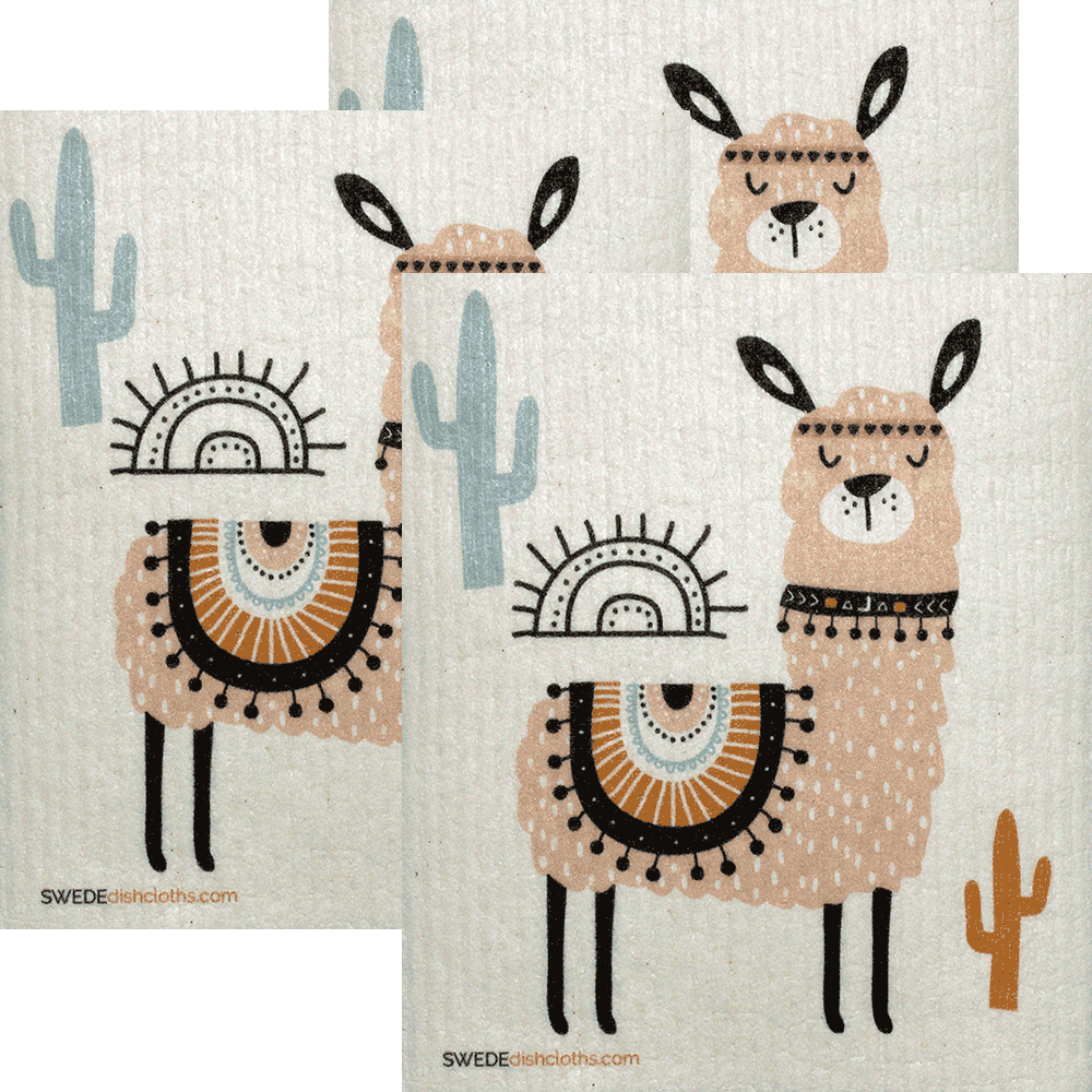 Pink Llama Set of 3 Swedish Dishcloths - SWEDEdishcloths.com