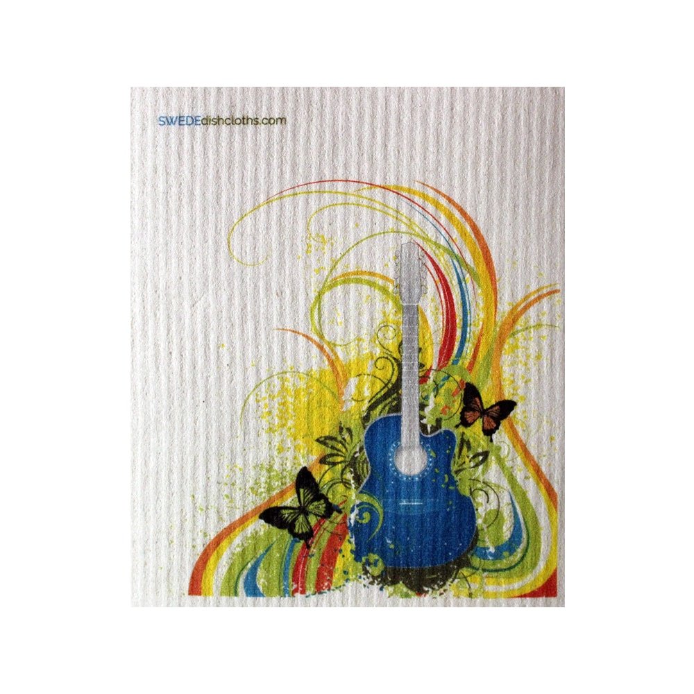 Rainbow Guitar ONE each Swedish Dishcloth | ECO Friendly Absorbent Cleaning Cloth | Reusable Cleaning Wipes - SWEDEdishcloths.com