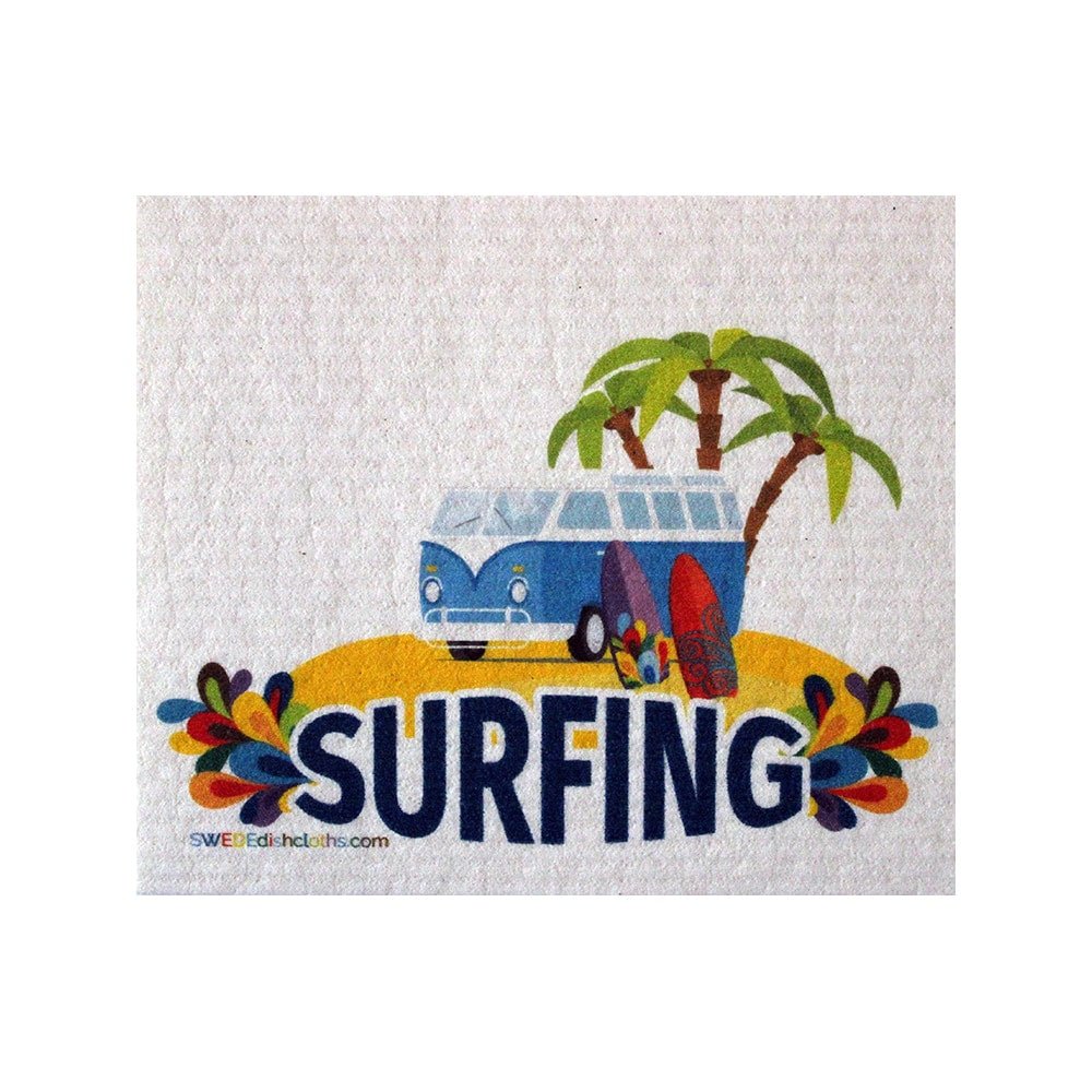 Surfing Bus ONE each Swedish Dishcloth | ECO Friendly Absorbent Cleaning Cloth | Reusable Cleaning Wipes - SWEDEdishcloths.com