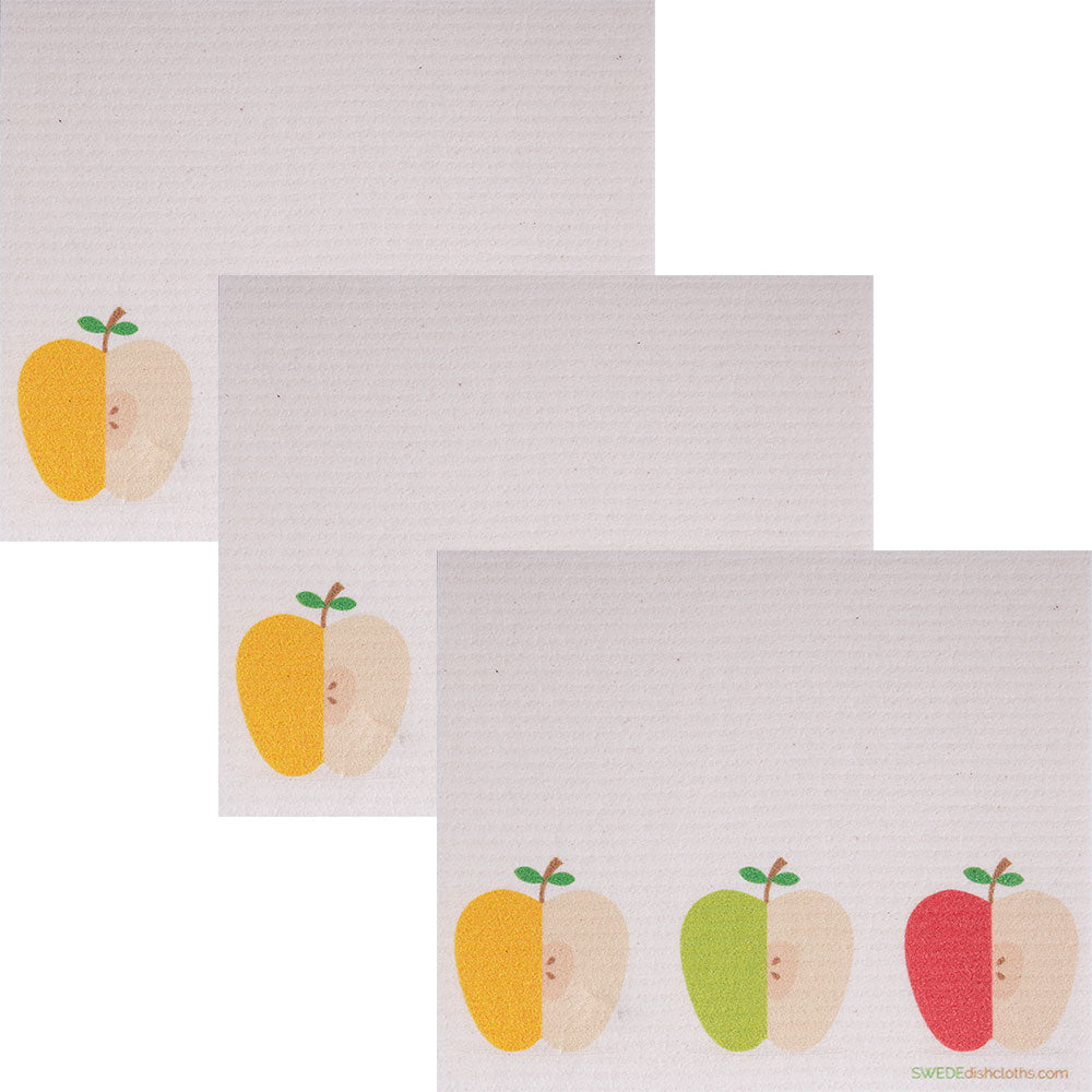 Swedish Dishcloth (3 Apples) Set of 3 Paper Towel Replacements | Swededishcloths - SWEDEdishcloths.com